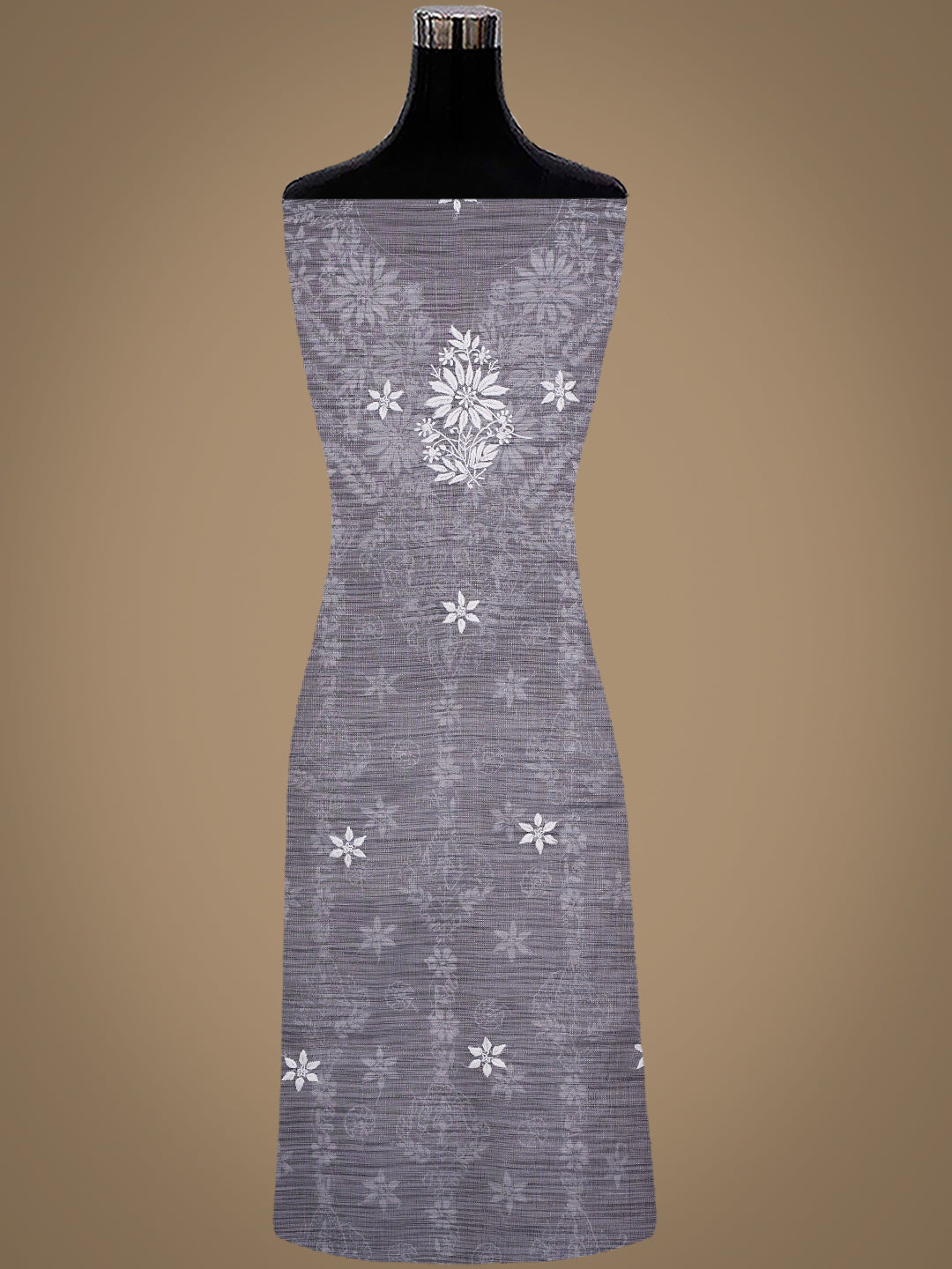 Elegant Grey Tissue Kurta Dupatta Set with Chikankari Work