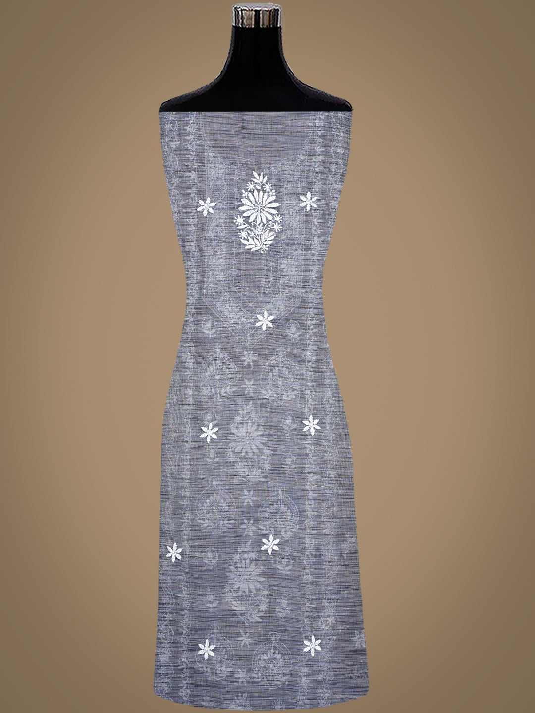 Ada Grey Tissue Unstitched Kurta Dupatta Set with Hand Embroidery
