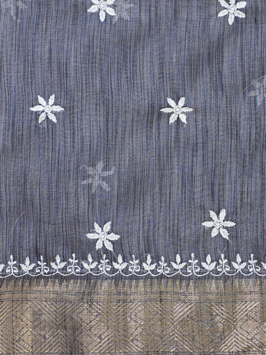 Designer Grey Tissue Chikankari Kurta Fabric Set by Ada