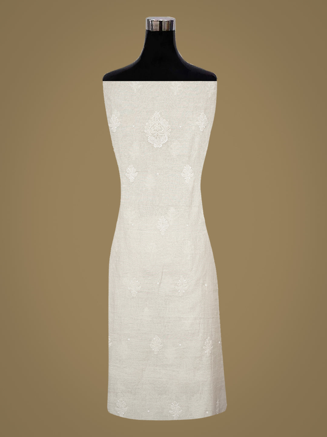 Ada Hand Embroidered Grey Tissue Lucknowi Chikankari Unstitched Kurta Dupatta Set With Cutdana Work 01A1003697