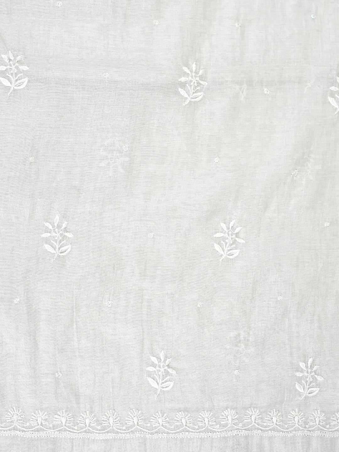 Ada Hand Embroidered Grey Tissue Lucknowi Chikankari Unstitched Kurta Dupatta Set With Cutdana Work 07A502778