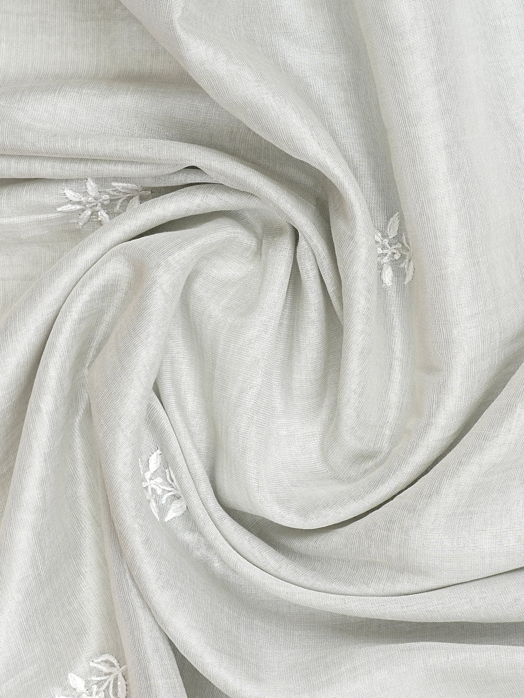 Ada Hand Embroidered Grey Tissue Lucknowi Chikankari Unstitched Kurta Dupatta Set With Cutdana Work 07A502778