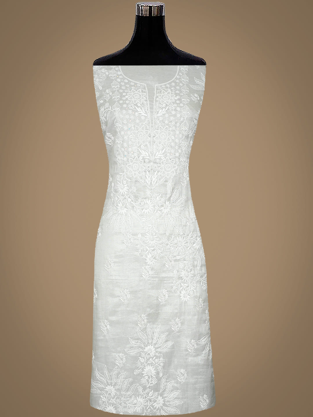 Ada Hand Embroidered Grey Tissue Lucknowi Chikankari Unstitched Kurta Dupatta Set With Pearl Work 01A1012763_3