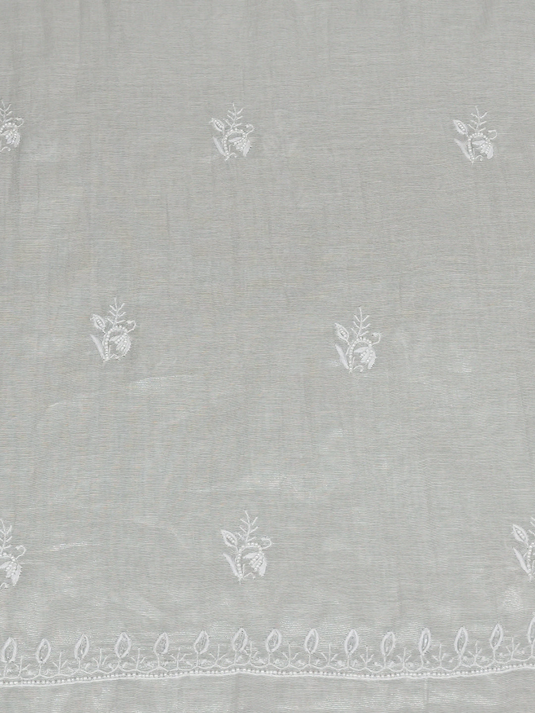 Ada Hand Embroidered Grey Tissue Lucknowi Chikankari Unstitched Kurta Dupatta Set With Pearl Work 01A987139