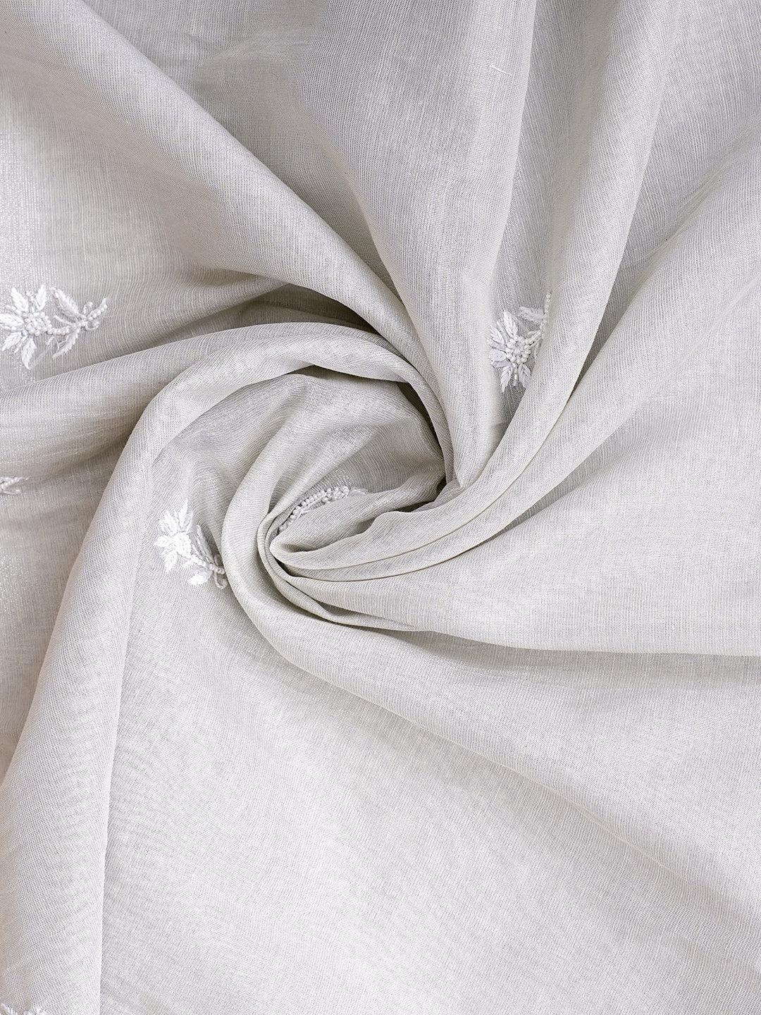 Ada Hand Embroidered Grey Tissue Lucknowi Chikankari Unstitched Kurta Dupatta Set With Pearl Work 01A987144