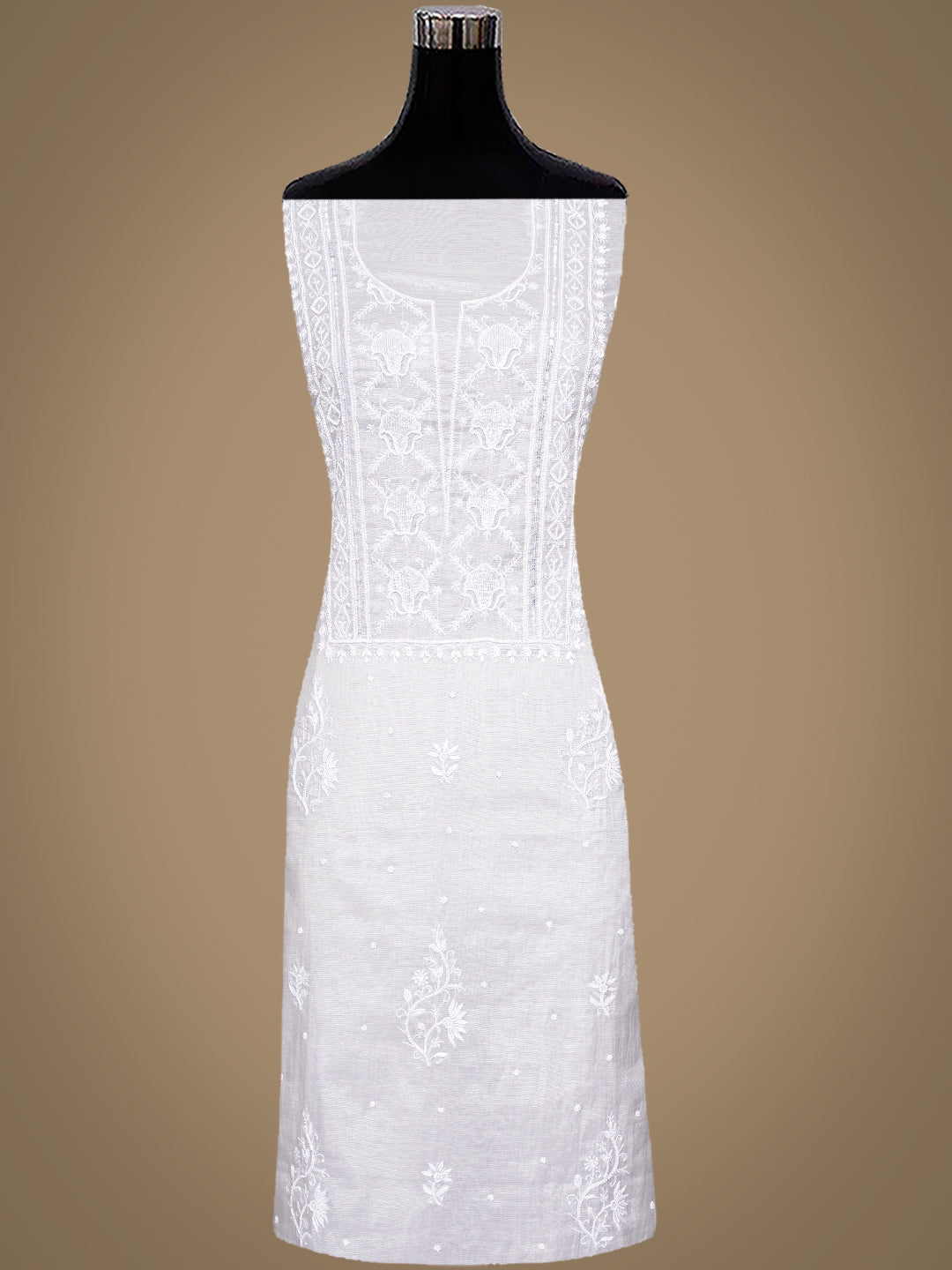 Ada Hand Embroidered Grey Tissue Lucknowi Chikankari Unstitched Kurta Dupatta Set With Pearl Work 01A987144