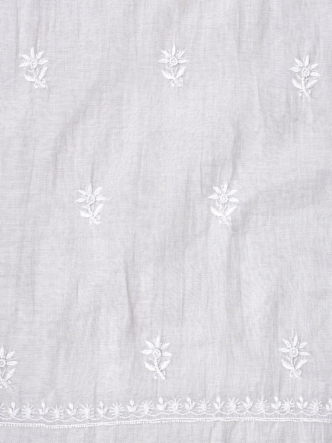 Ada Hand Embroidered Grey Tissue Lucknowi Chikankari Unstitched Kurta Dupatta Set With Pearl Work 01A987144