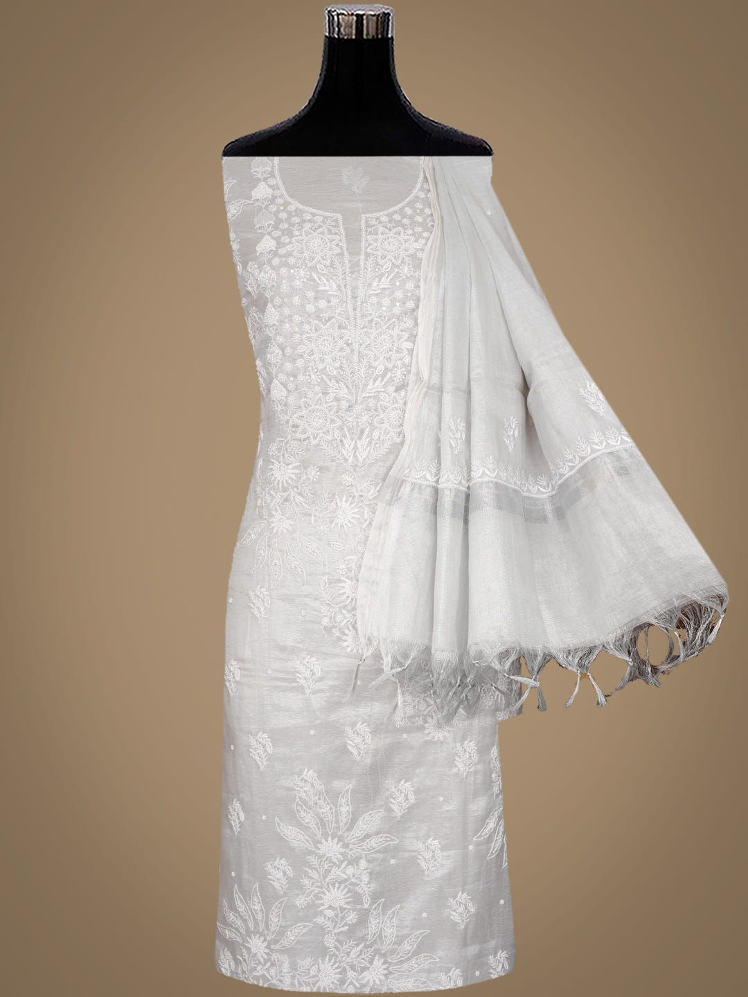 Ada Grey Tissue Unstitched Kurta Dupatta_3