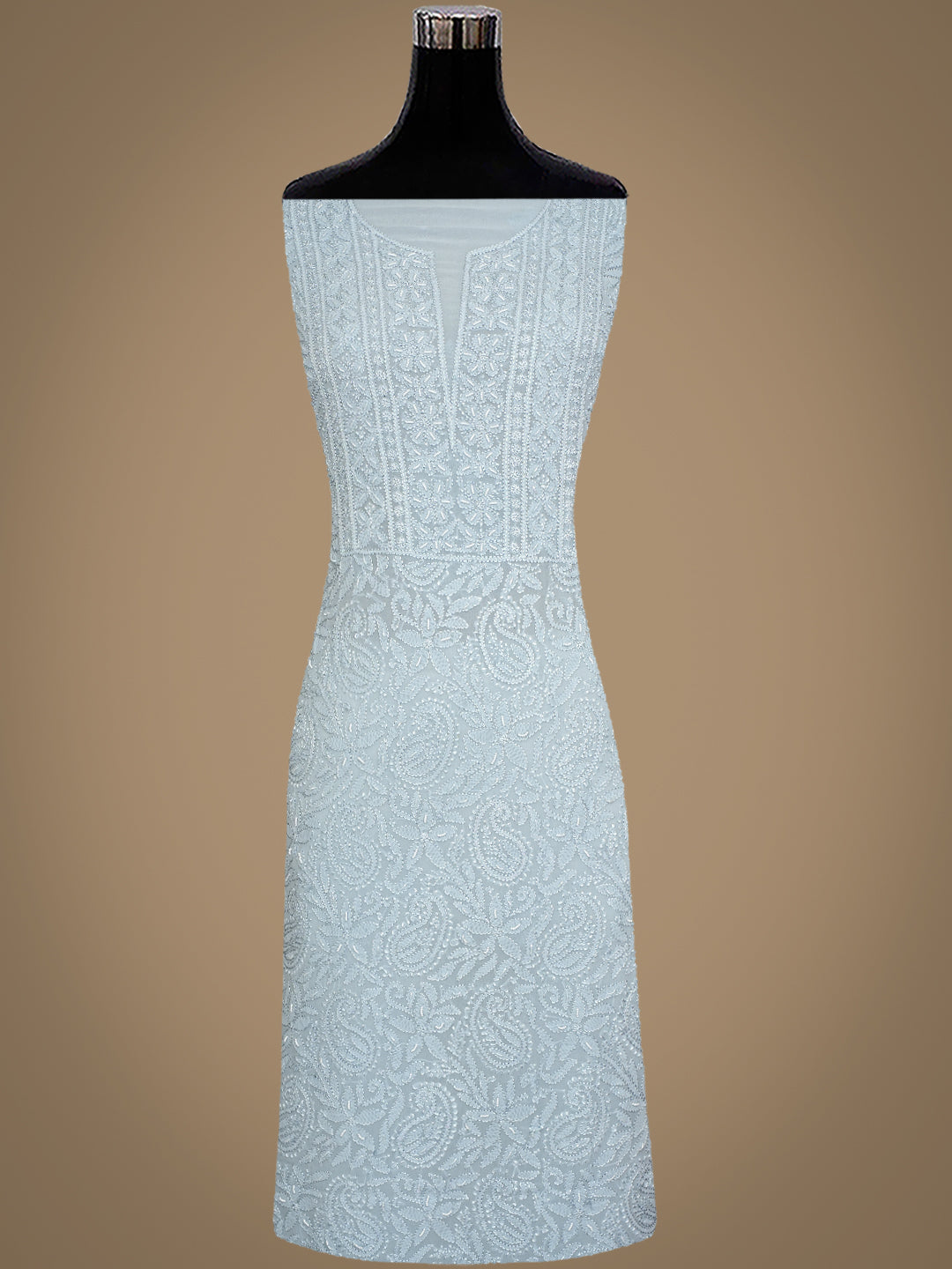 Elegant Grey Lucknowi Chikankari Unstitched Suit with Dupatta