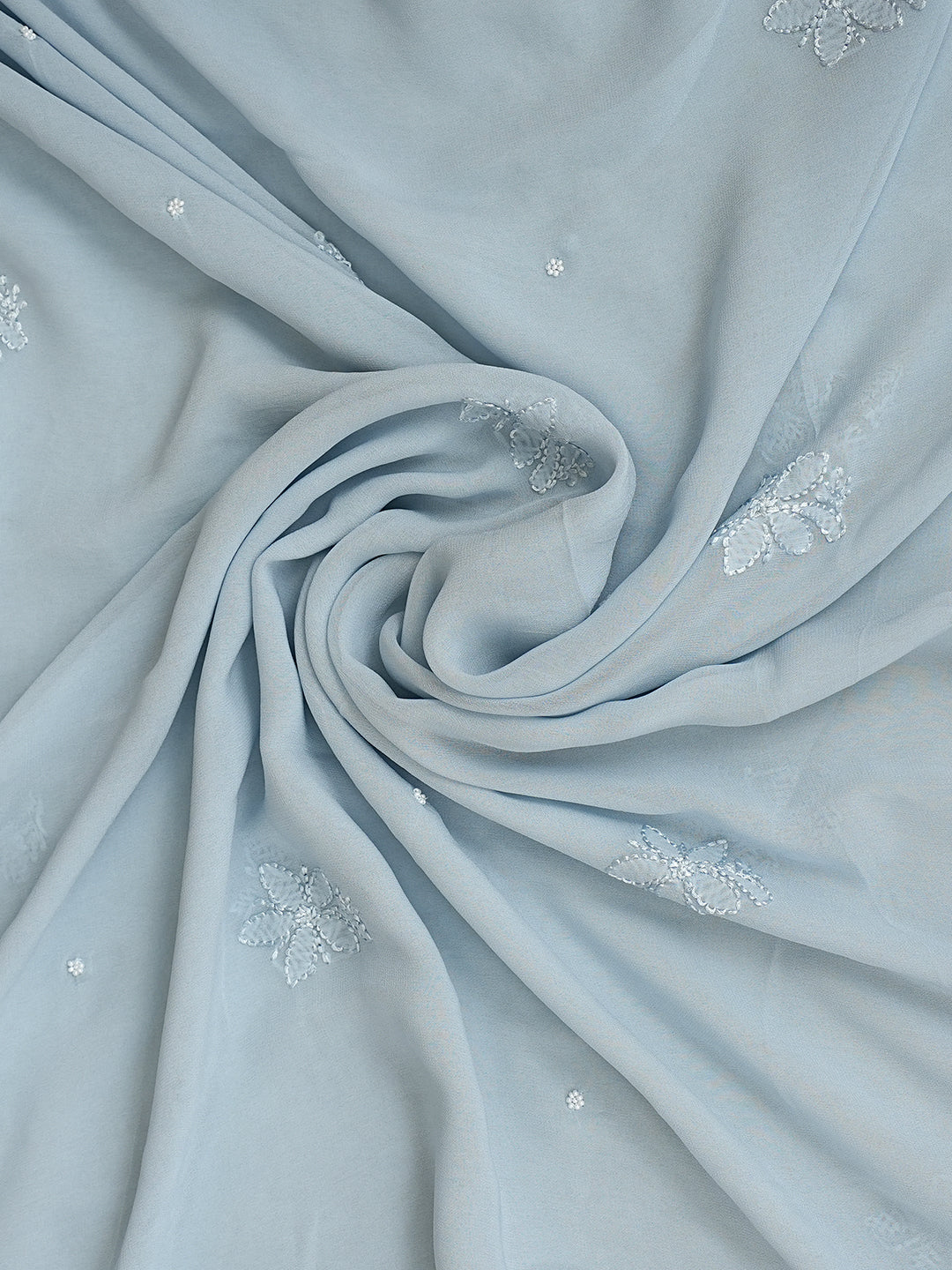 Premium Grey Georgette Unstitched Kurta Dupatta Set for Festive Wear