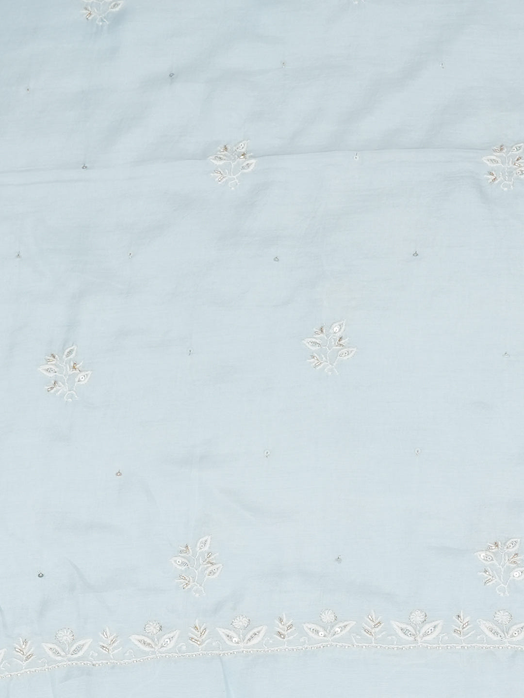 Ada Hand Embroidered Ice Blue Maslin Lucknowi Chikankari Unstitched Suit Set With Cutdana Work 01A426531
