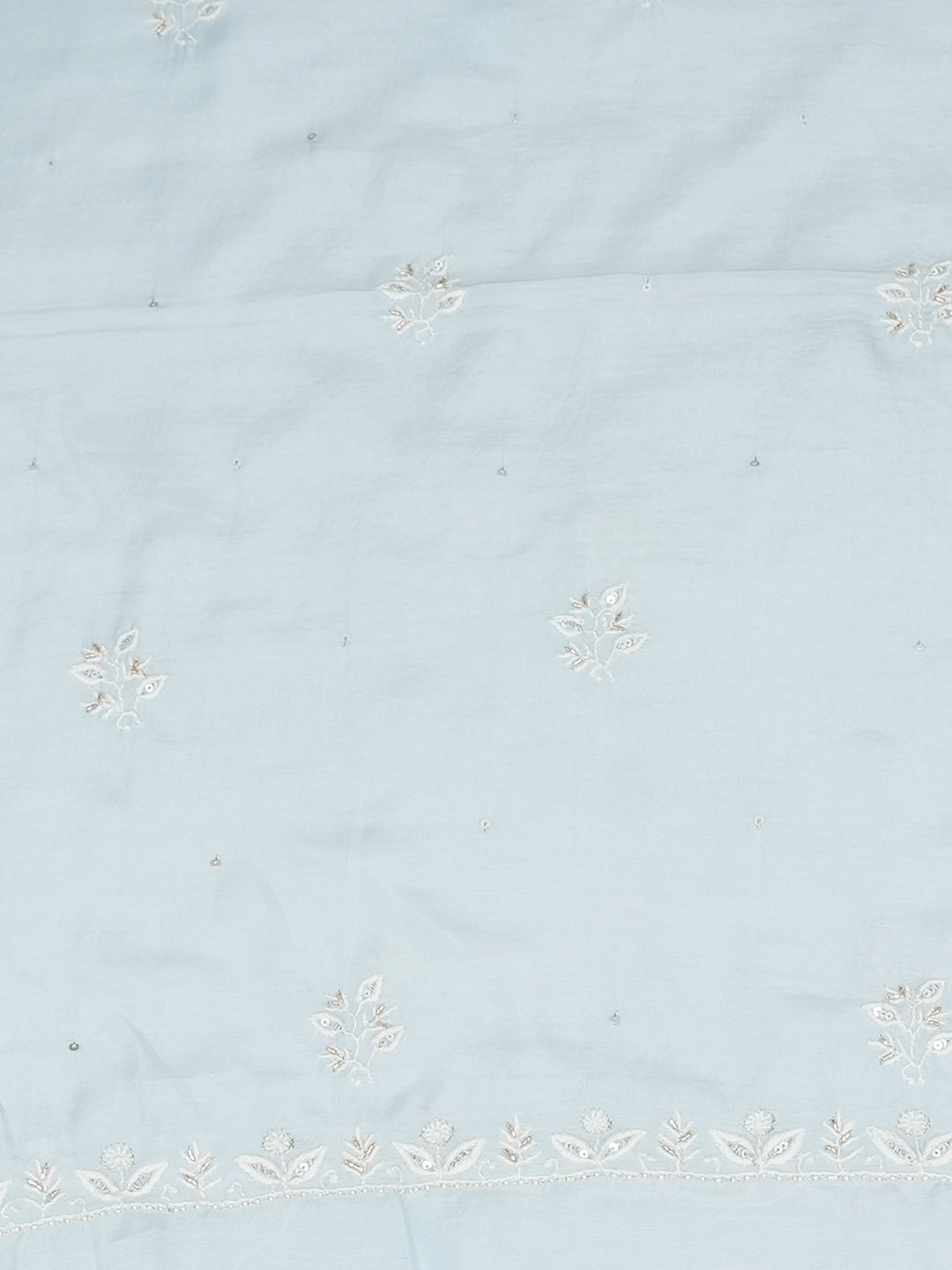 Ada Hand Embroidered Ice Blue Maslin Lucknowi Chikankari Unstitched Suit Set With Cutdana Work 01A426531