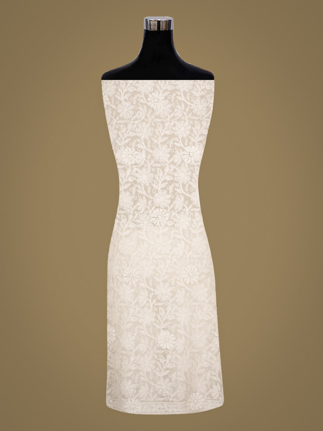 Ada Hand Embroidered Ivory Cream Organza Lucknowi Chikankari Unstitched Kurta Dupatta Set With Sequinned Work 01A703952
