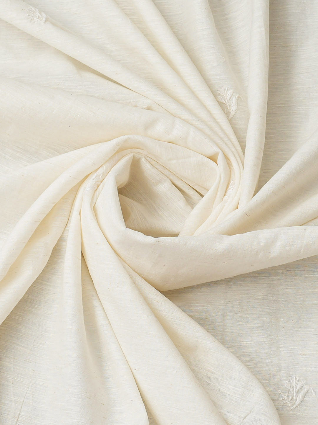 Ada Hand Embroidered Ivory White Khadi Chanderi Lucknowi Chikankari Semi-Stitched Kurta Dupatta Set 01A896627