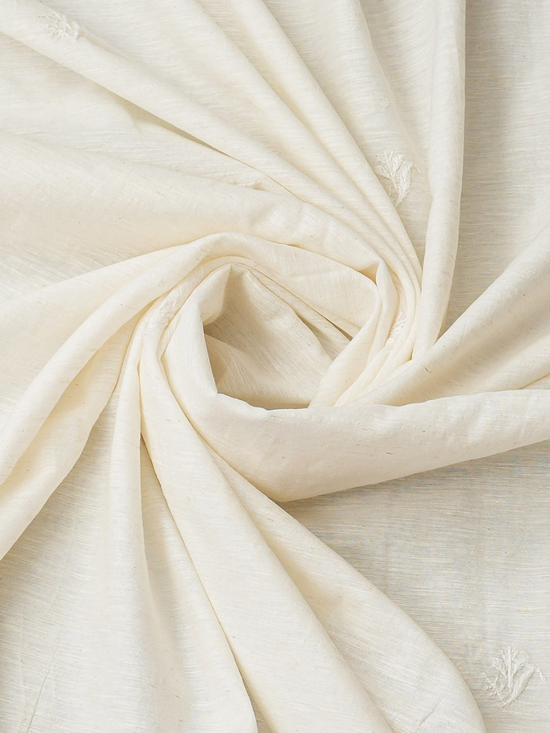 Ada Hand Embroidered Ivory White Khadi Chanderi Lucknowi Chikankari Semi-Stitched Kurta Dupatta Set 01A896627