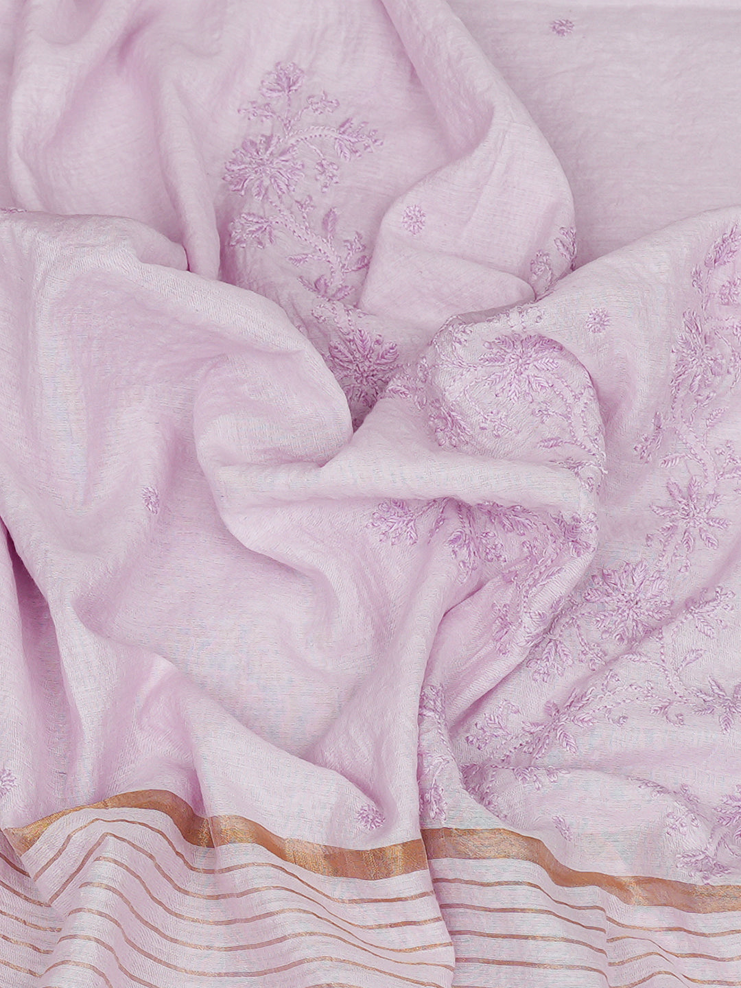 Ada Hand Embroidered Lavender Chanderi Lucknowi Chikankari Dupatta 07A500946_4