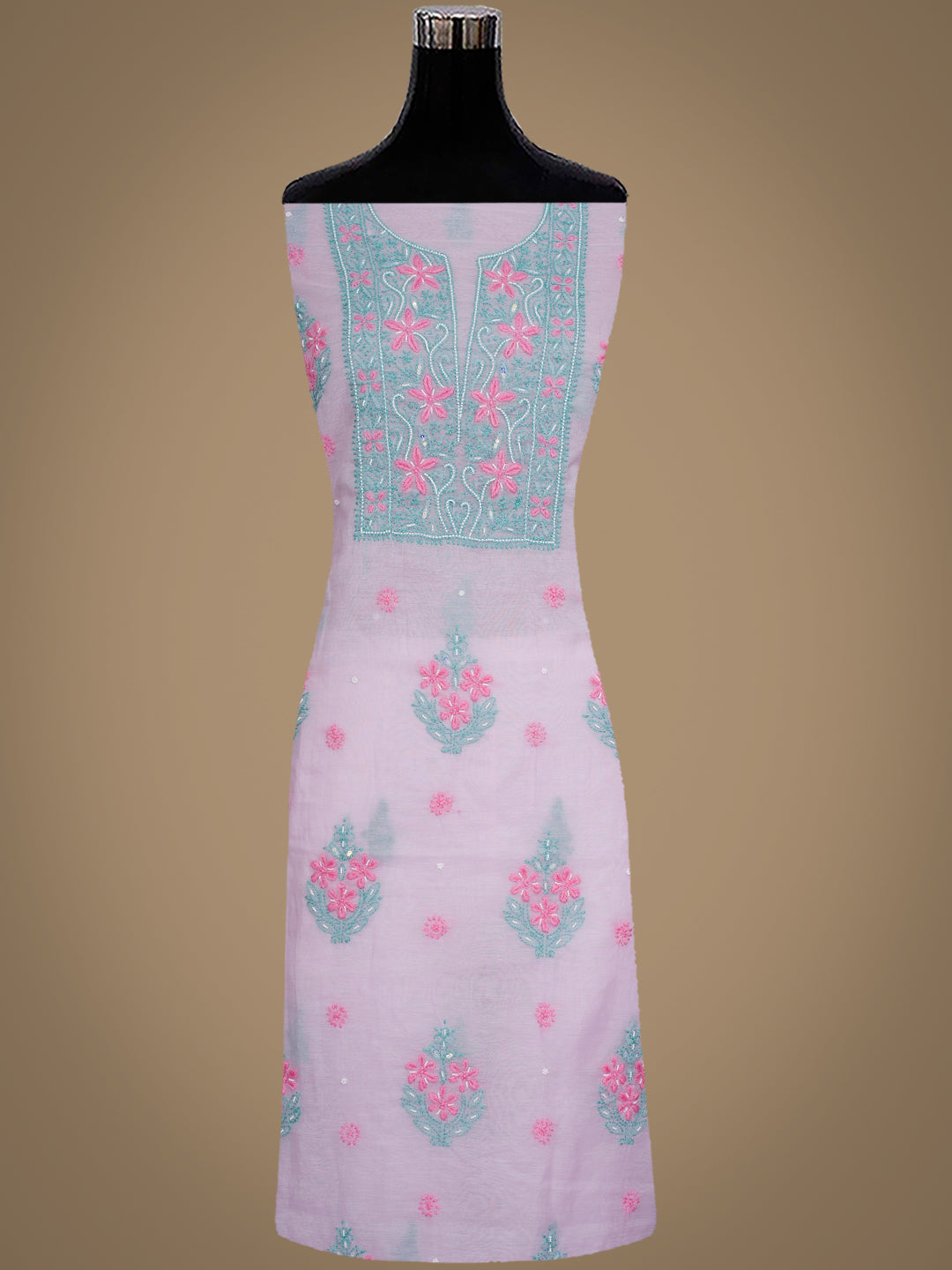 Ada Hand Embroidered Lavender Chanderi Lucknowi Chikankari Unstitched Kurta Dupatta Set 01A989969