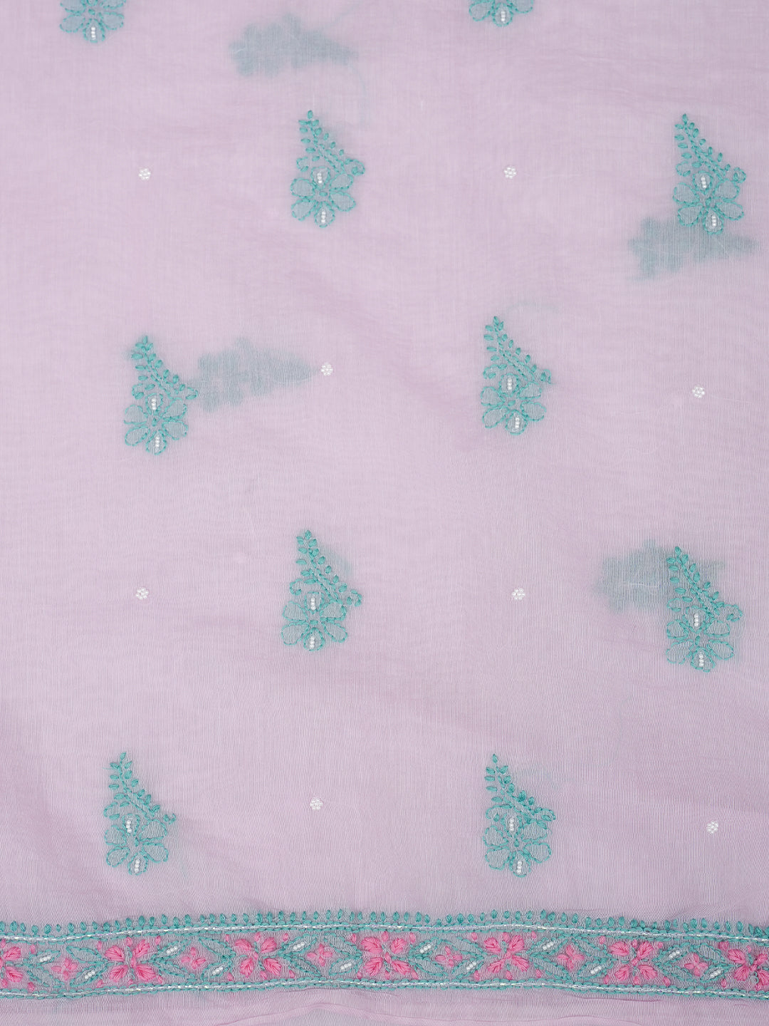 Ada Hand Embroidered Lavender Chanderi Lucknowi Chikankari Unstitched Kurta Dupatta Set 01A989969