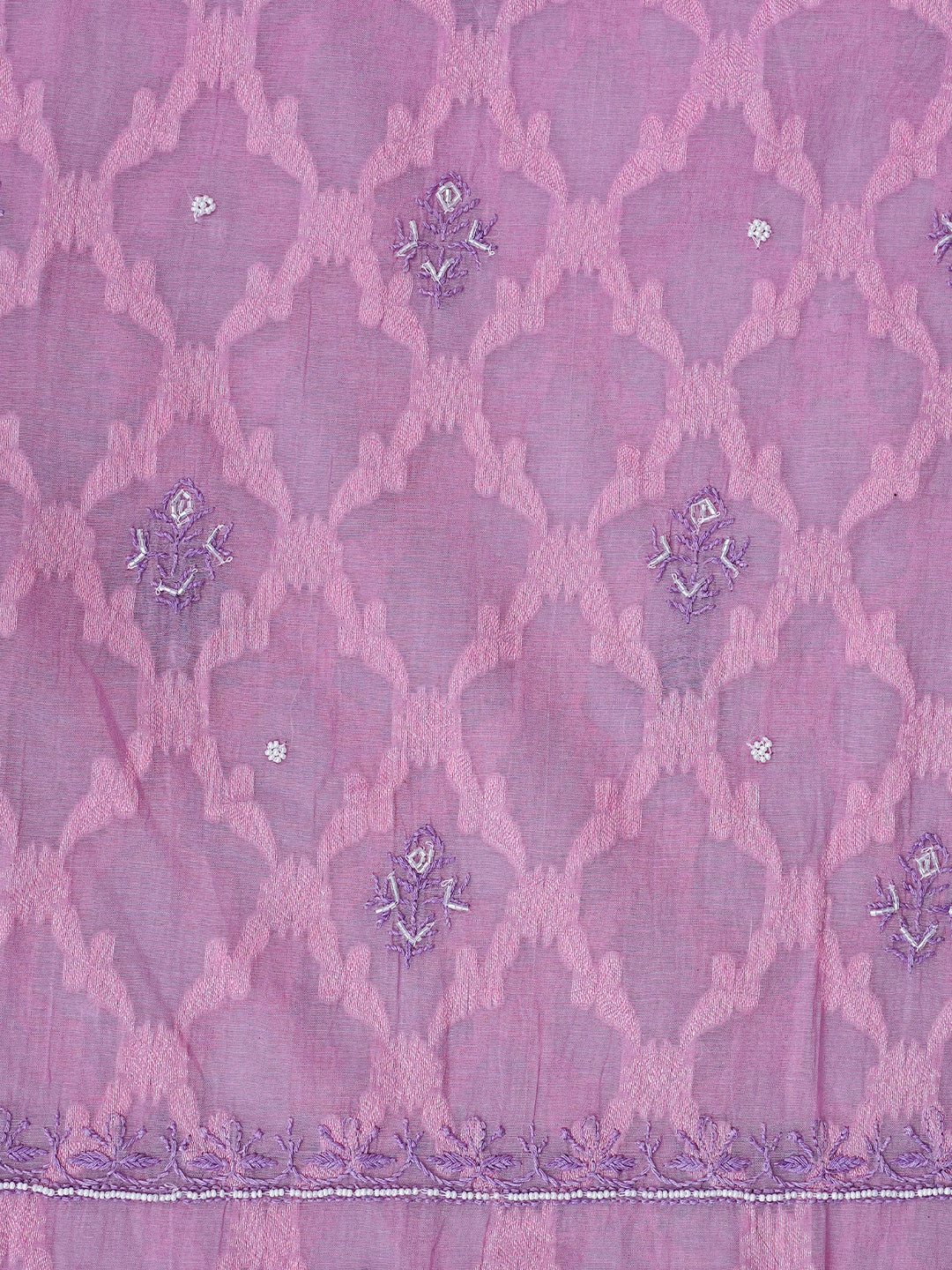 Ada Hand Embroidered Lavender Chanderi Lucknowi Chikankari Unstitched Kurta Dupatta Set With Cutdana Work 01A972731