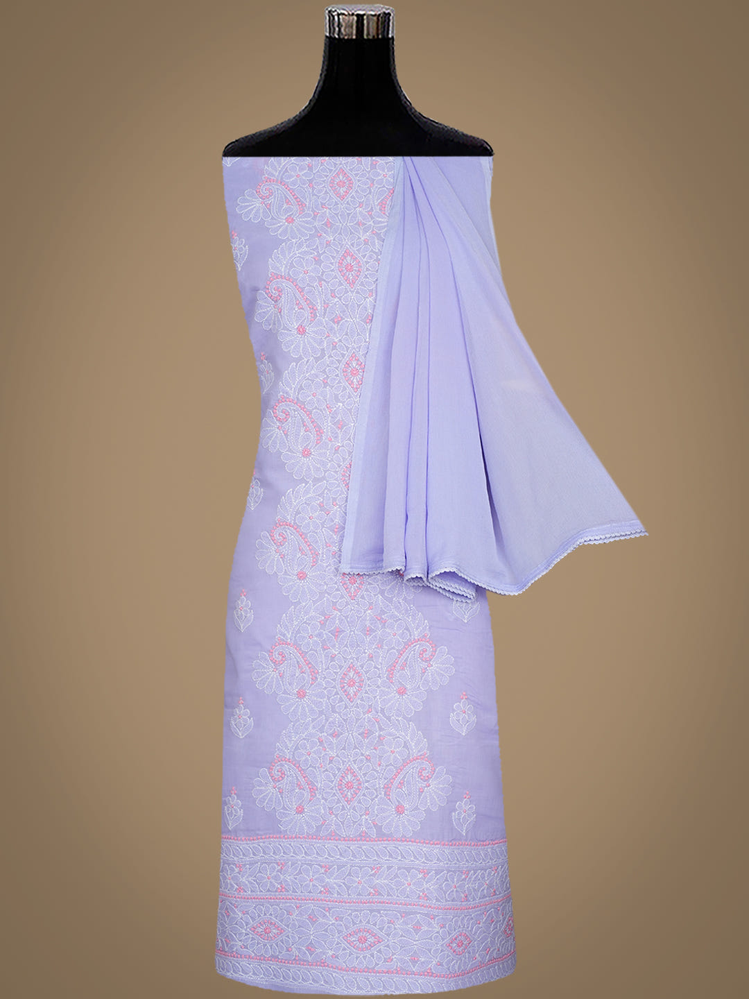 Ada Hand Embroidered Lavender Cotton Lucknowi Chikankari Unstitched Suit Piece 01A1010623