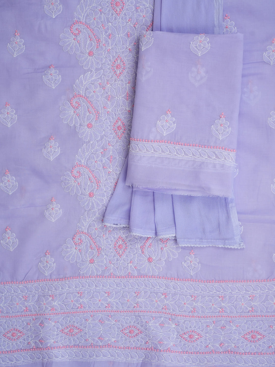 Ada Hand Embroidered Lavender Cotton Lucknowi Chikankari Unstitched Suit Piece 01A1010623