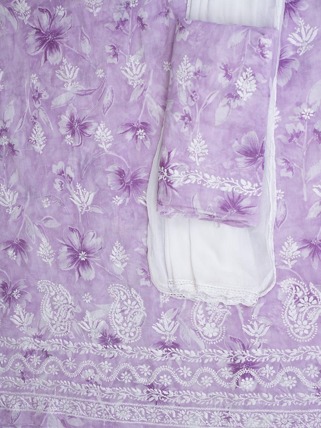 Ada Hand Embroidered Lavender Cotton Lucknowi Chikankari Unstitched Suit Piece 01A991606