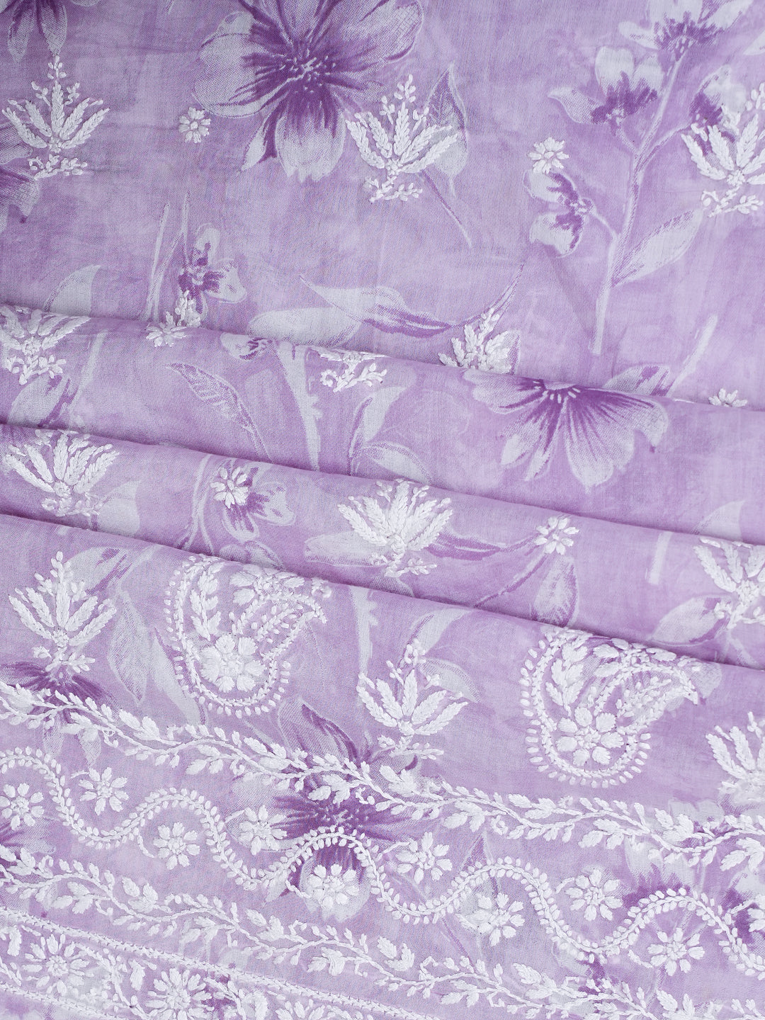 Ada Hand Embroidered Lavender Cotton Lucknowi Chikankari Unstitched Suit Piece 01A991606