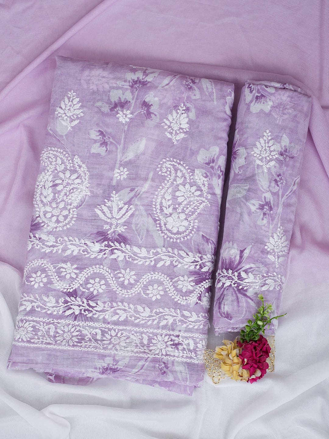 Ada Hand Embroidered Lavender Cotton Lucknowi Chikankari Unstitched Suit Piece 01A991606