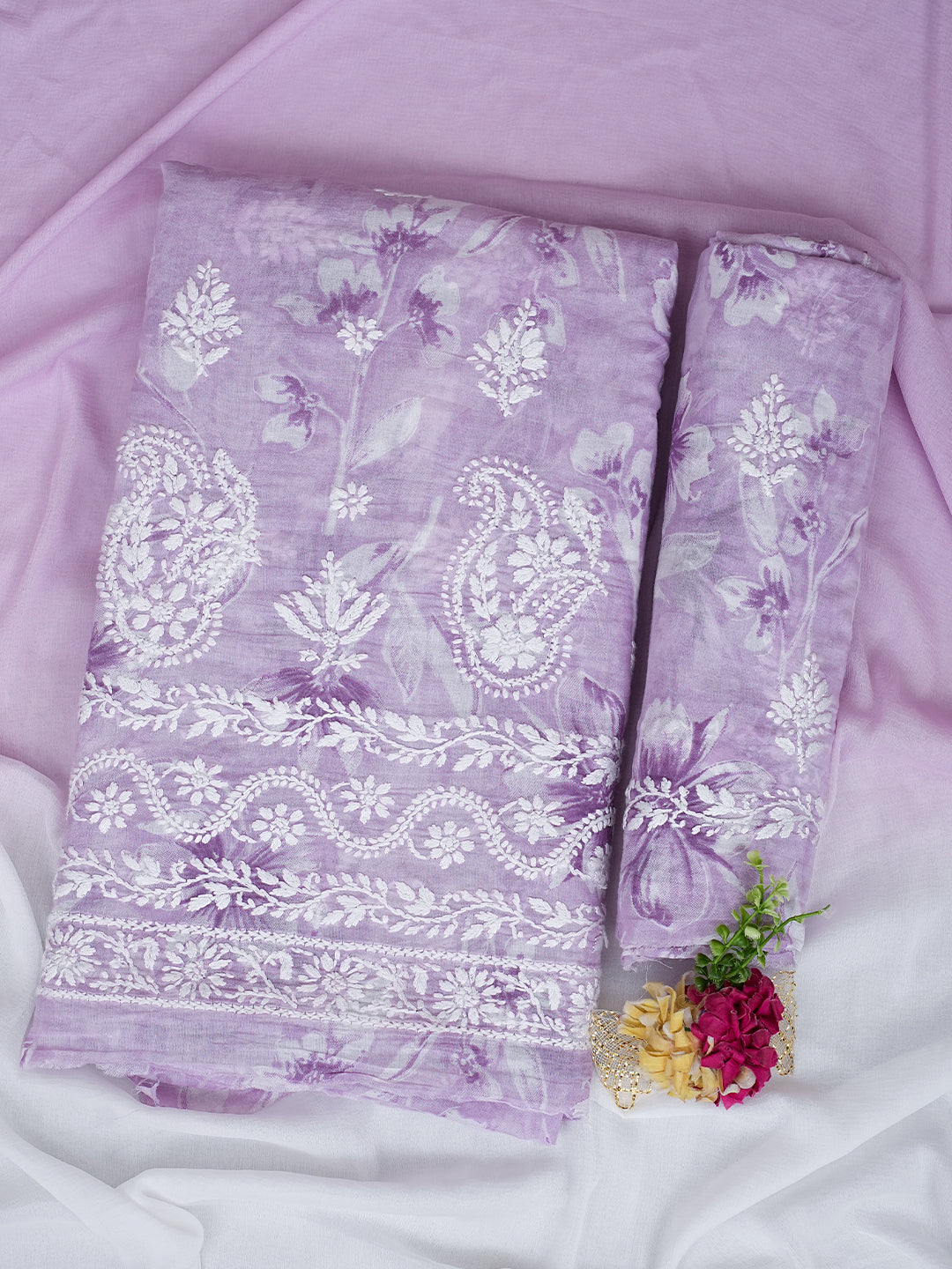 Ada Hand Embroidered Lavender Cotton Lucknowi Chikankari Unstitched Suit Piece 01A991606