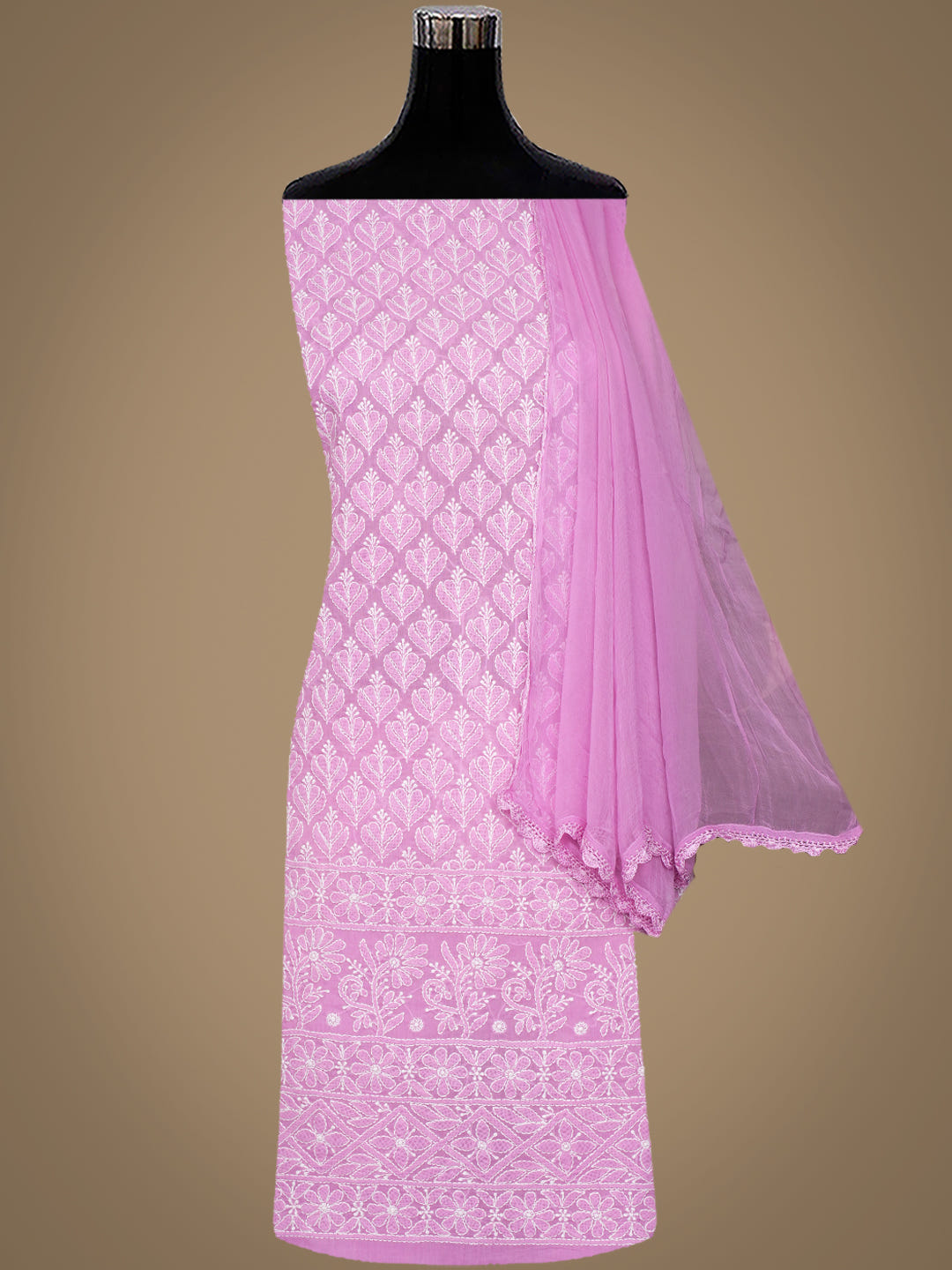 Ada Hand Embroidered Lavender Cotton Lucknowi Chikankari Unstitched Suit Piece With Chiffon Dupatta 01A972953_3
