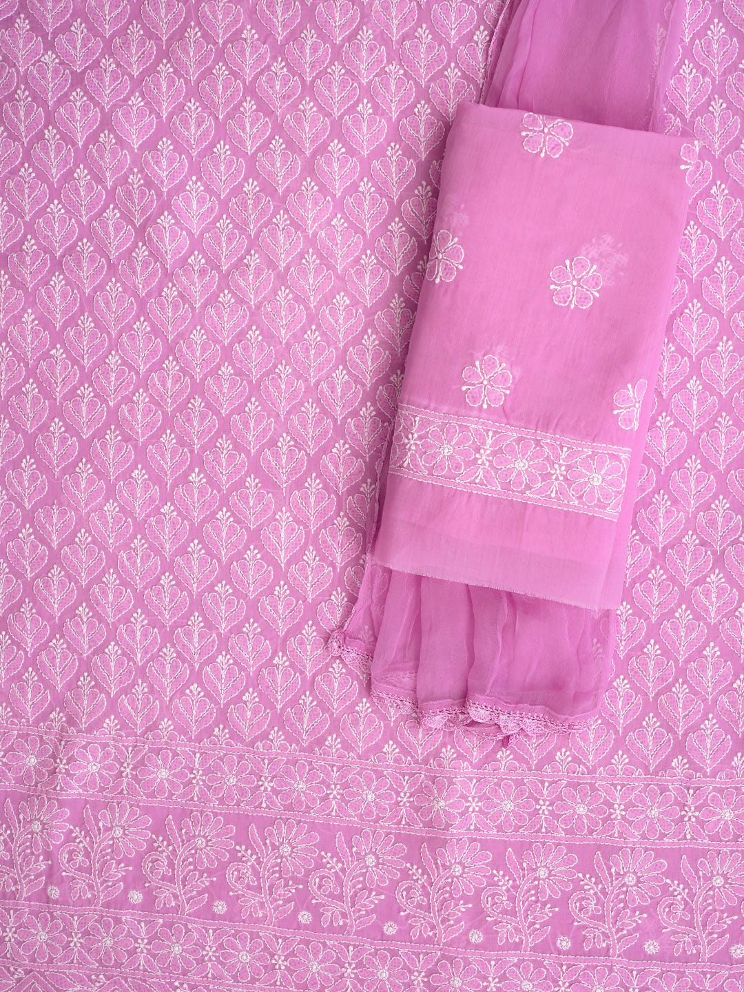 Ada Hand Embroidered Lavender Cotton Lucknowi Chikankari Unstitched Suit Piece With Chiffon Dupatta 01A972953_4