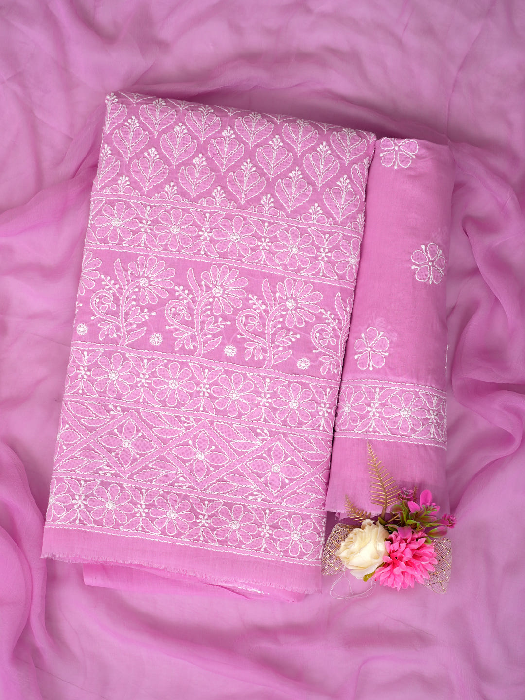 Ada Hand Embroidered Lavender Cotton Lucknowi Chikankari Unstitched Suit Piece With Chiffon Dupatta 01A972953_1