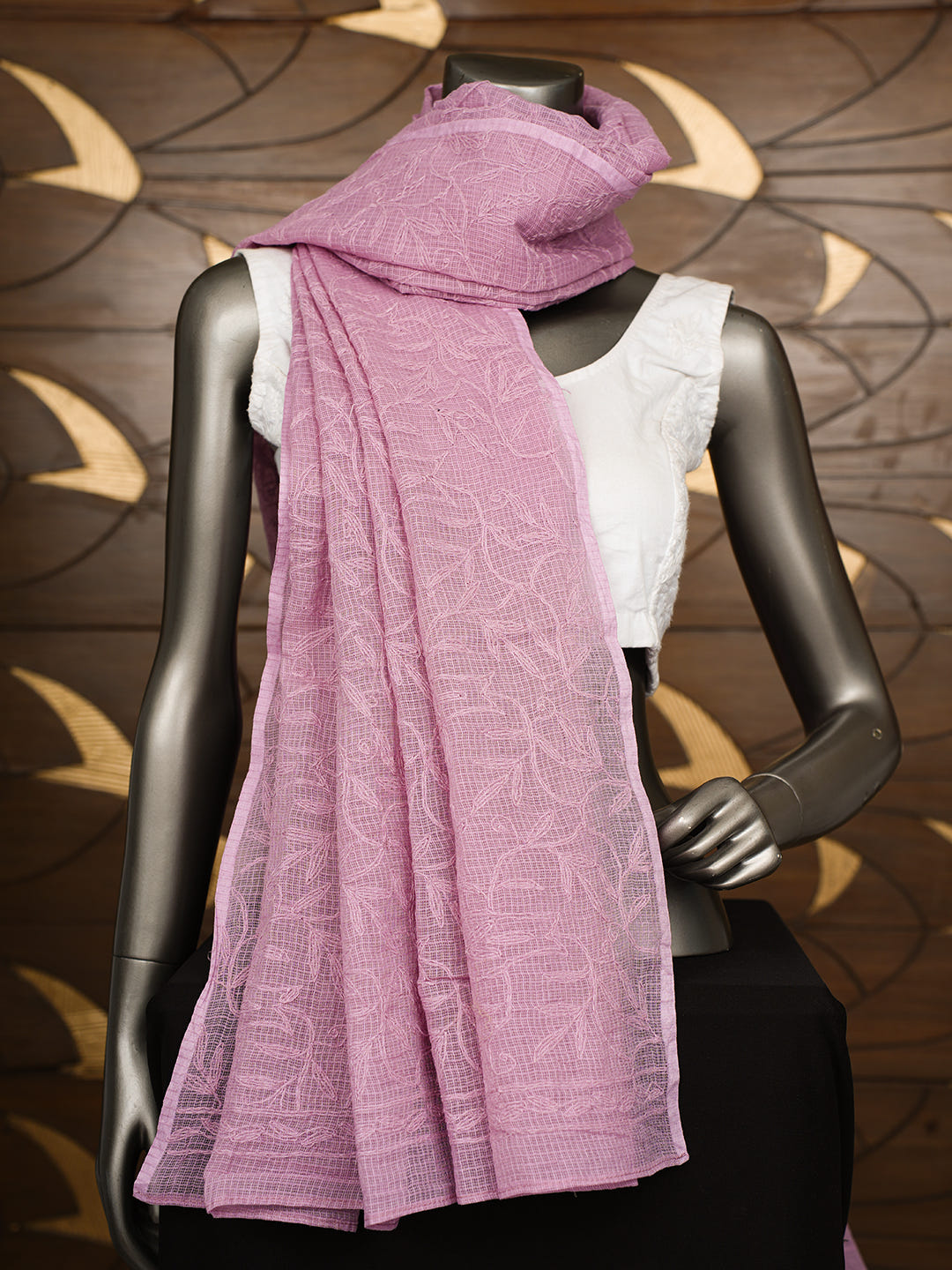 Ada Hand Embroidered Lavender Kota Lucknowi Chikankari Dupatta 01A999433_3