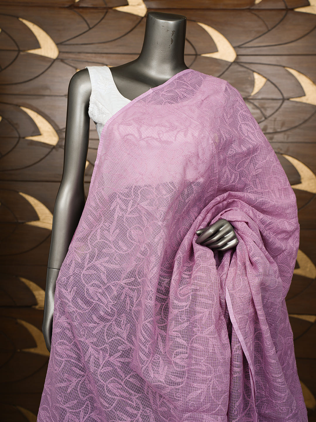 Ada Hand Embroidered Lavender Kota Lucknowi Chikankari Dupatta 01A999433_2