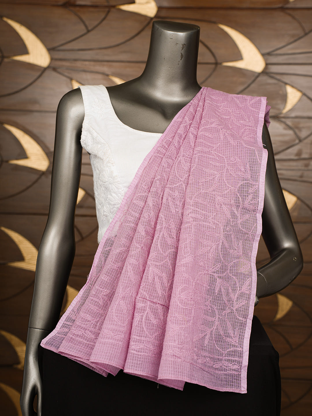 Ada Hand Embroidered Lavender Kota Lucknowi Chikankari Dupatta 01A999433_1