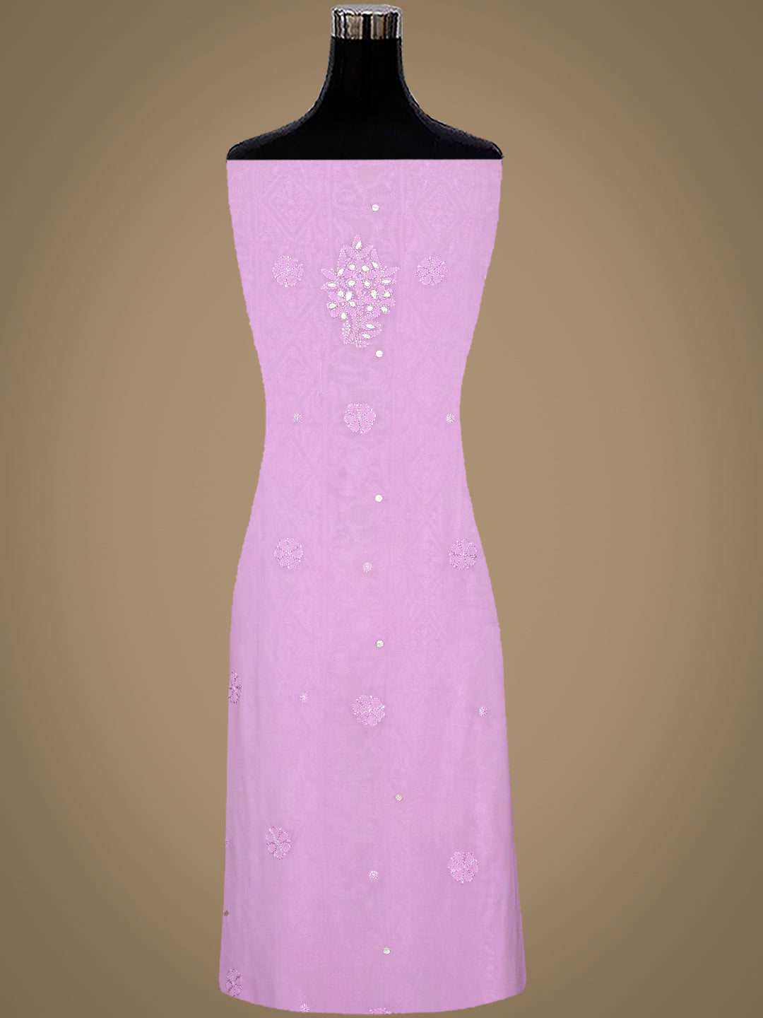 Ada Hand Embroidered Lavender Viscose Georgette Lucknowi Chikankari Unstitched Kurta Dupatta set With Pearl, Gota Patti and Zari Work 01A984163