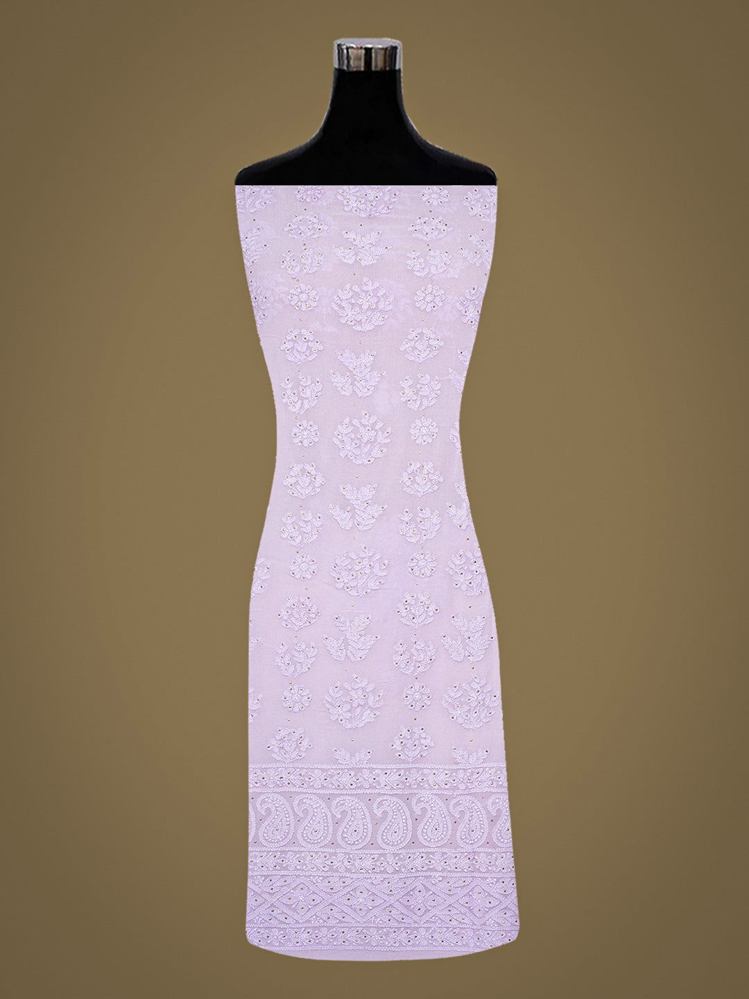 Ada Hand Embroidered Lavender Viscose Georgette Lucknowi Chikankari Unstitched Kurta With Muqaish/Mukaish Work 01A76755