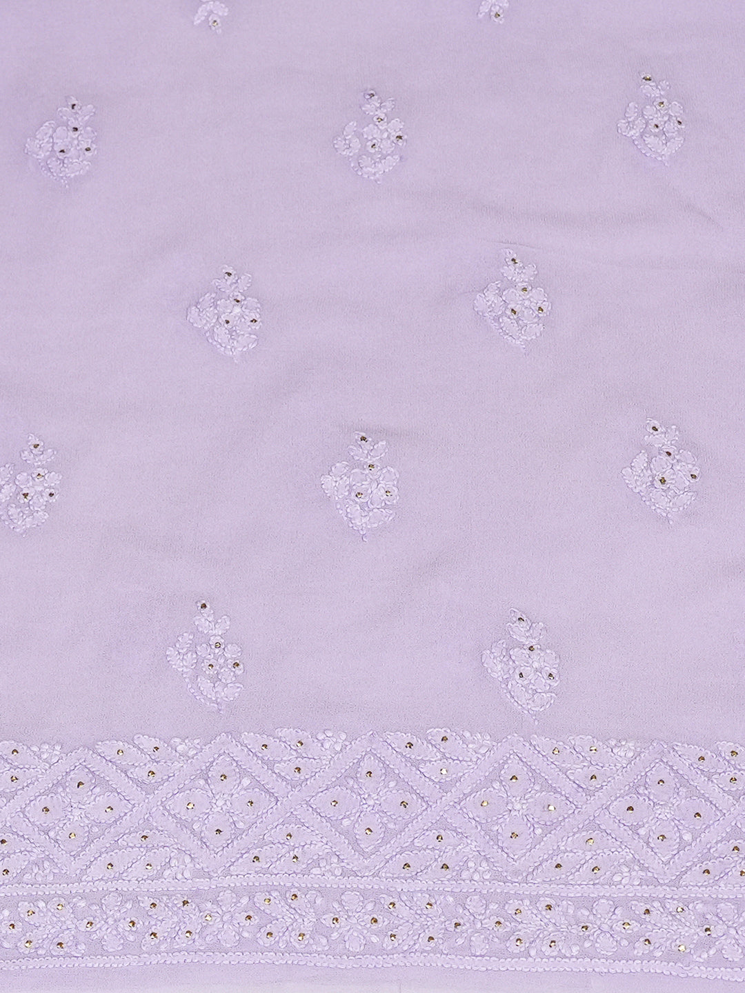 Ada Hand Embroidered Lavender Viscose Georgette Lucknowi Chikankari Unstitched Kurta With Muqaish/Mukaish Work 01A76755