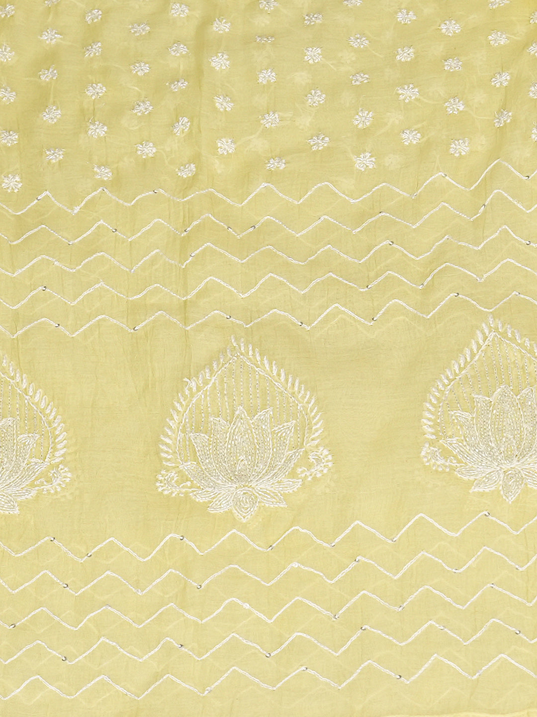 Ada Hand Embroidered Lemon Chanderi Lucknowi Chikankari Semi-Stitched Anarkali Dupatta Set With Sequinned Work 01A969413