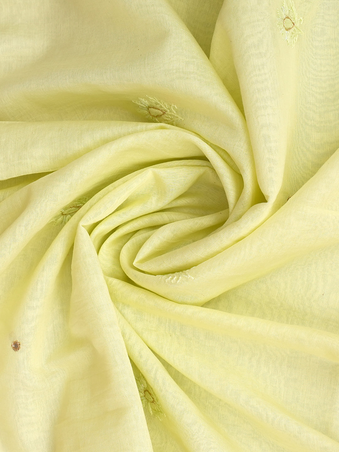 Ada Hand Embroidered Lemon Chanderi Lucknowi Chikankari Semi-Stitched Kurta Dupatta Set With Cutdana Work 01A887372