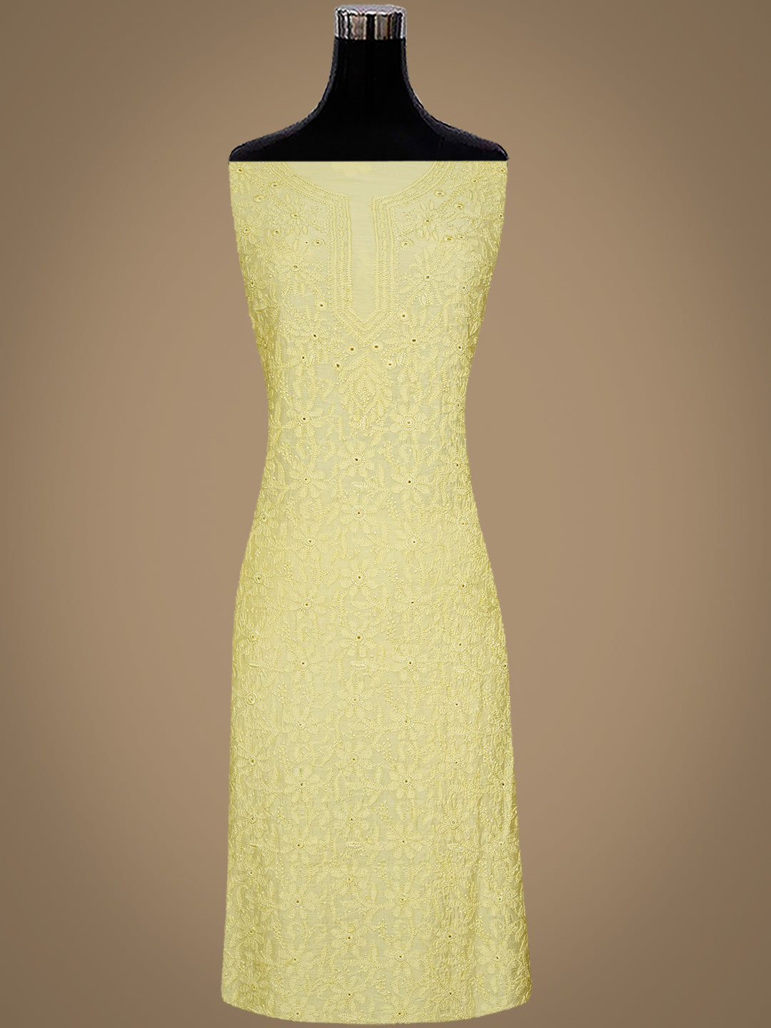 Ada Lemon Chikankari Kurta Dupatta Set with Hand Embroidery