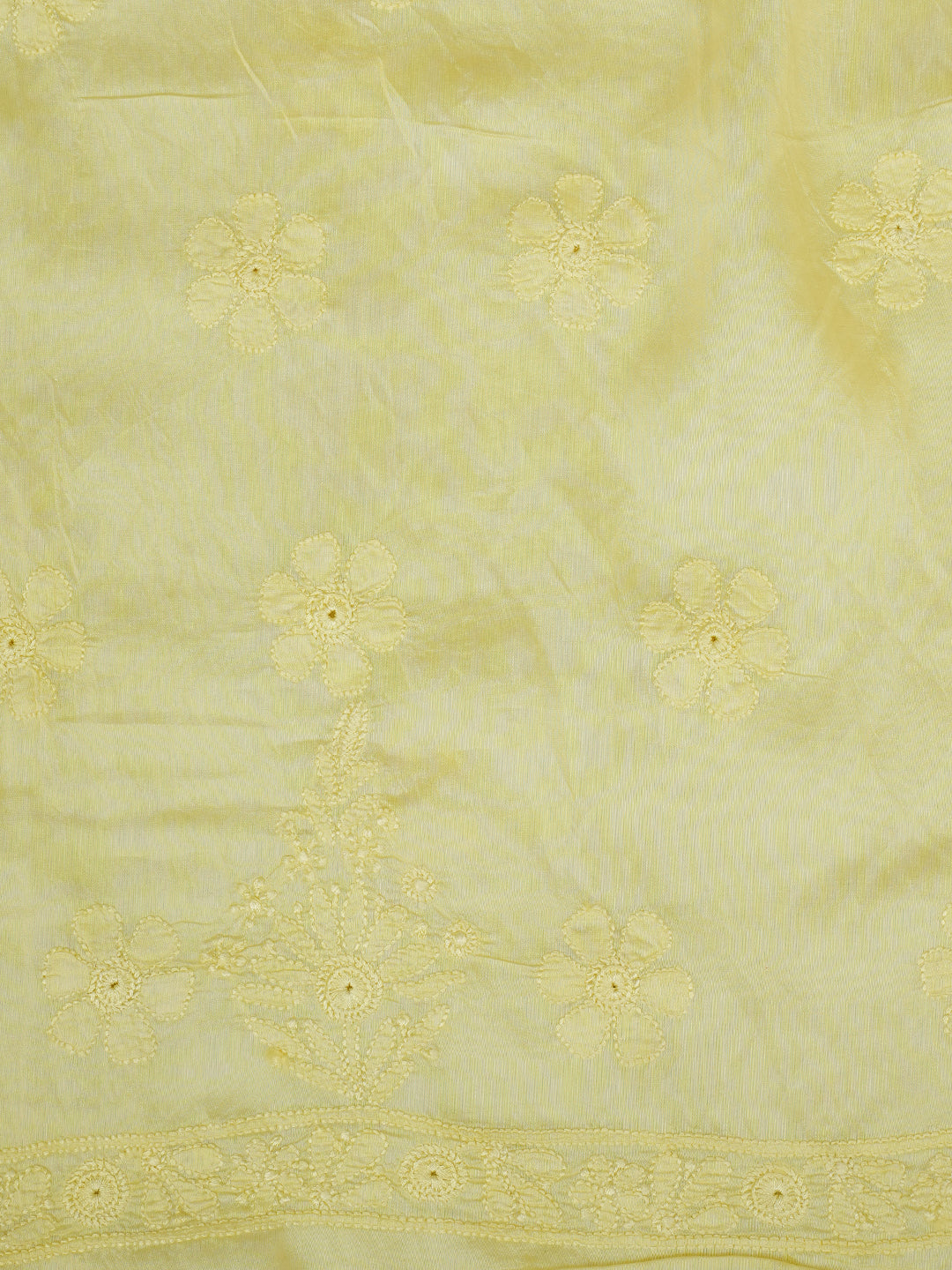 Premium Lemon Chikankari Unstitched Kurta with Matching Dupatta