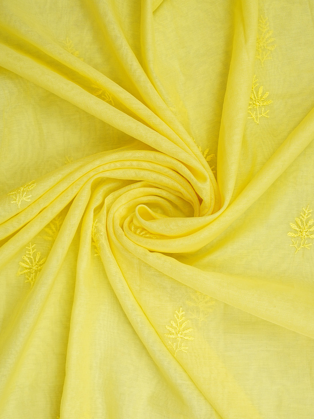 Ada Hand Embroidered Lemon Chanderi Lucknowi Chikankari Unstitched Kurta Dupatta Set 01A932399
