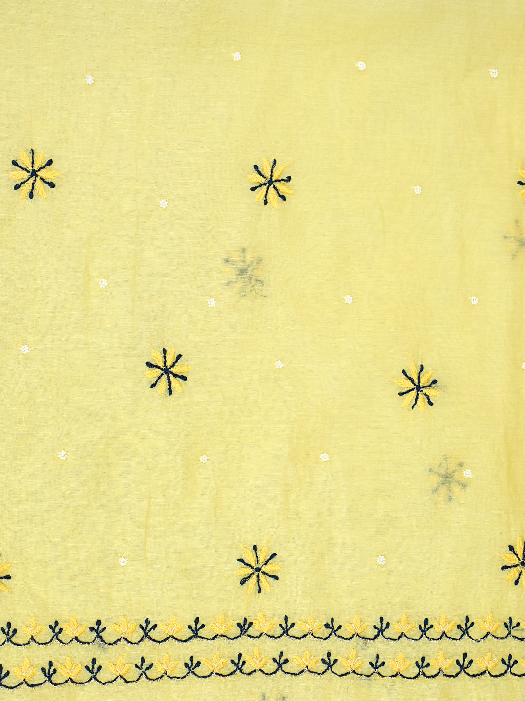 Ada Hand Embroidered Lemon Chanderi Lucknowi Chikankari Unstitched Kurta Dupatta Set With Cutdana Work 01A975429