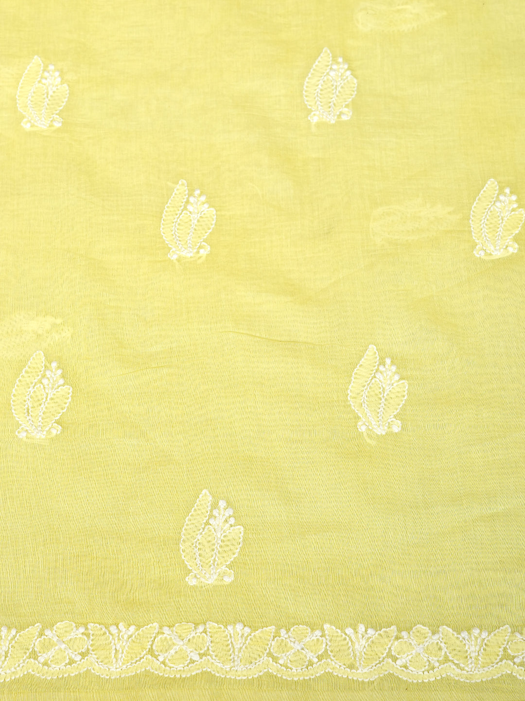 Ada Hand Embroidered Lemon Chanderi Lucknowi Chikankari Unstitched Suit Piece 01A1012758
