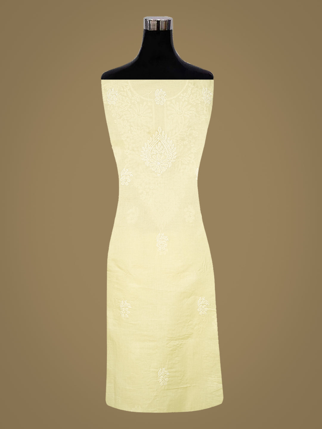 Ada Hand Embroidered Lemon Cotton lucknowi Chikankari Unstitched Kurta 01A991850