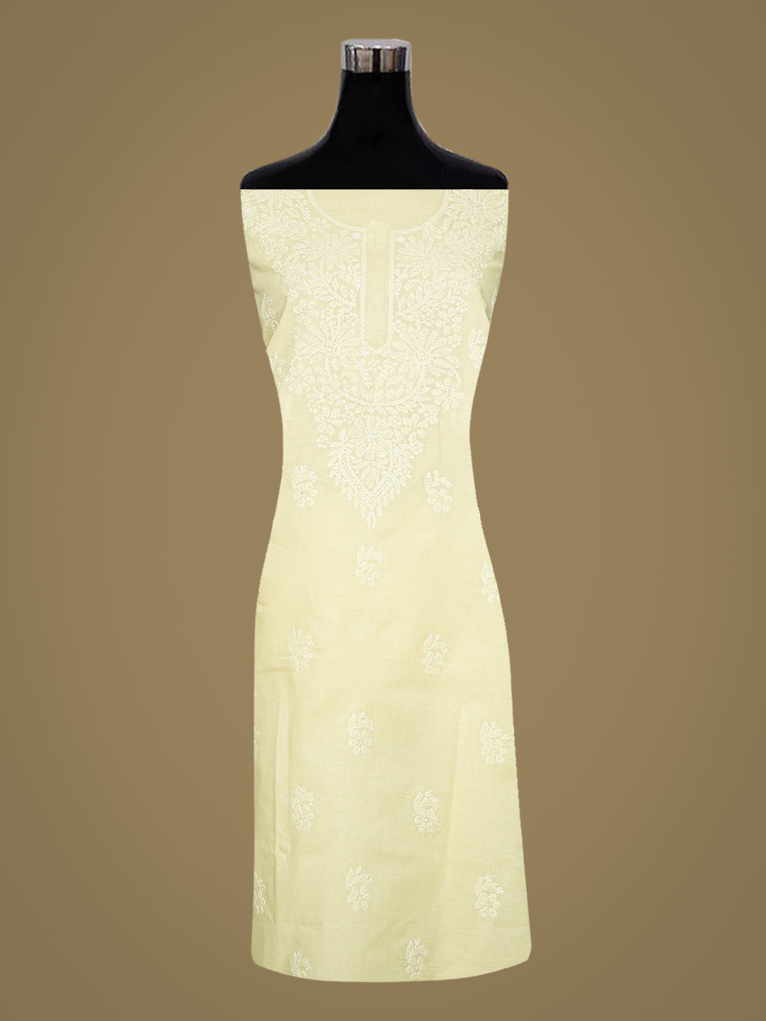 Ada Hand Embroidered Lemon Cotton lucknowi Chikankari Unstitched Kurta 01A991850