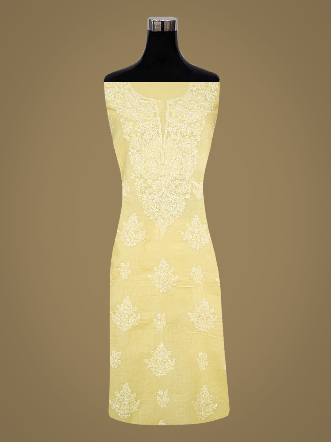 Ada Hand Embroidered Lemon Cotton lucknowi Chikankari Unstitched Kurta 01A991902