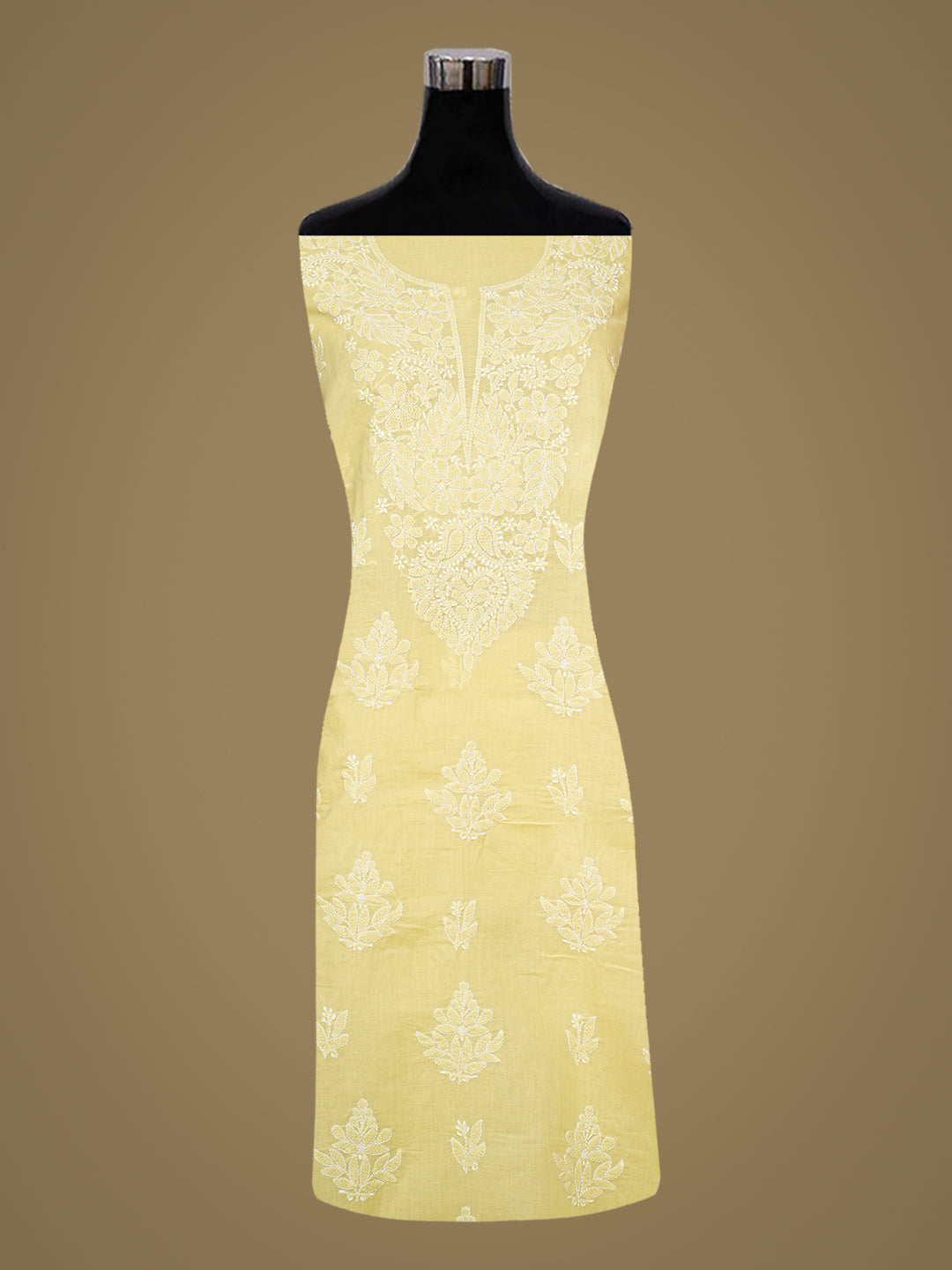 Ada Hand Embroidered Lemon Cotton lucknowi Chikankari Unstitched Kurta 01A991902