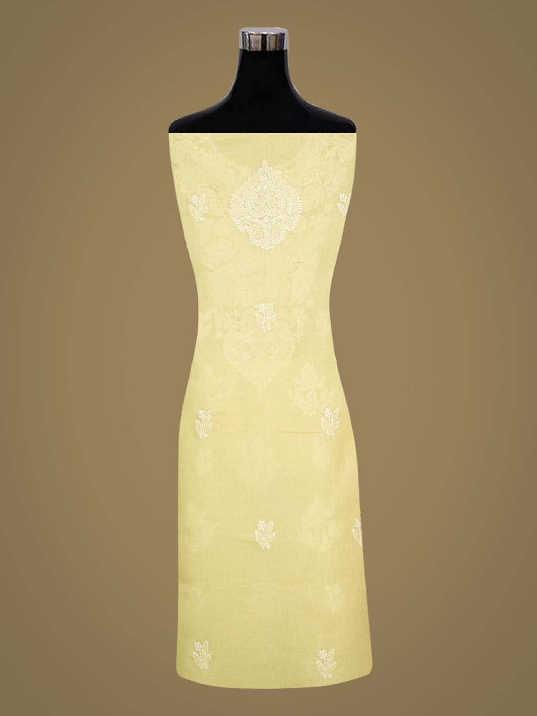 Ada Hand Embroidered Lemon Cotton lucknowi Chikankari Unstitched Kurta 01A991902